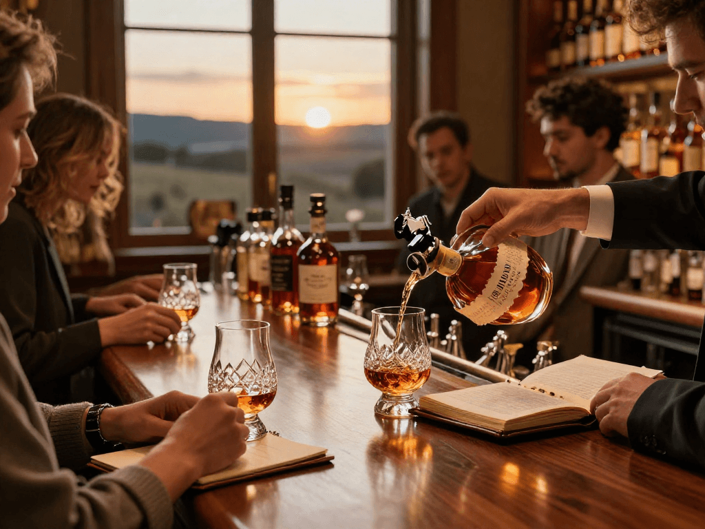 Blanton's Gold Edition bourbon being enjoyed in a sophisticated tasting room, capturing the essence of luxury and quality.