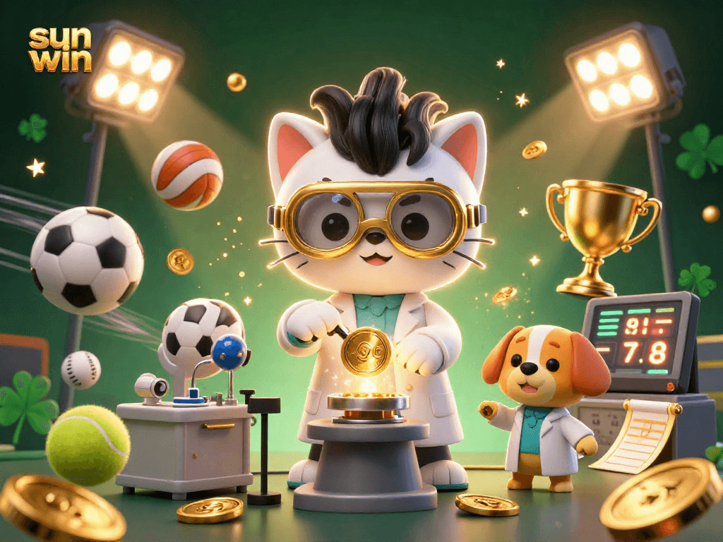 Engage in thrilling sports betting at sun win with dynamic cartoon elements and vibrant visuals.