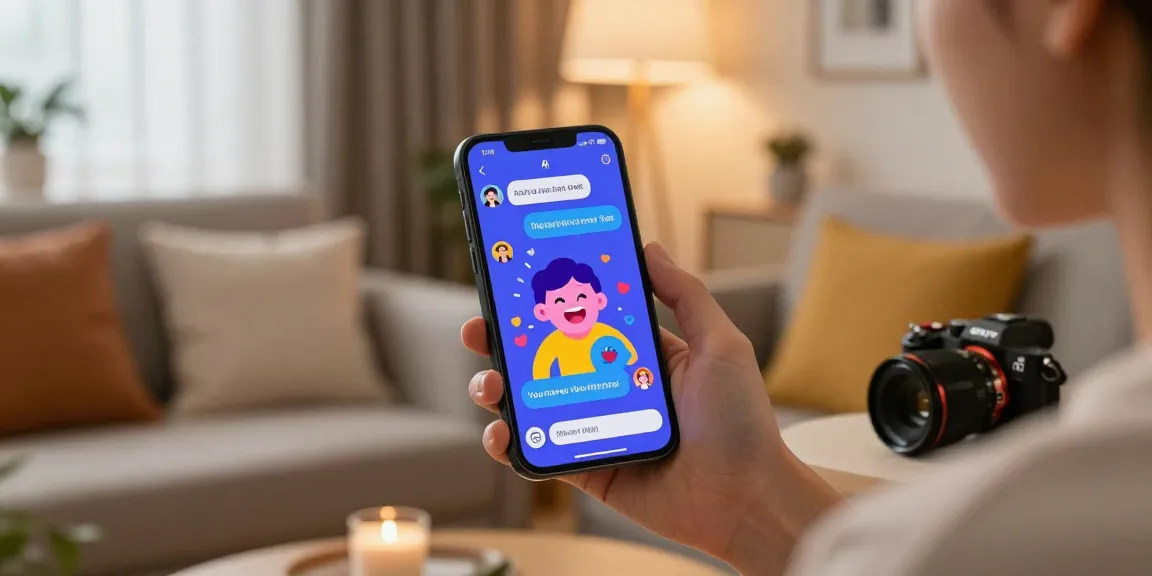Engaging user experience of nsfw ai chat on smartphone in cozy setting.
