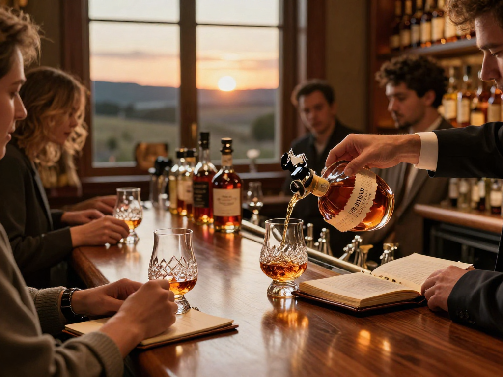 Blanton's Gold Edition bourbon being enjoyed in a sophisticated tasting room, capturing the essence of luxury and quality.