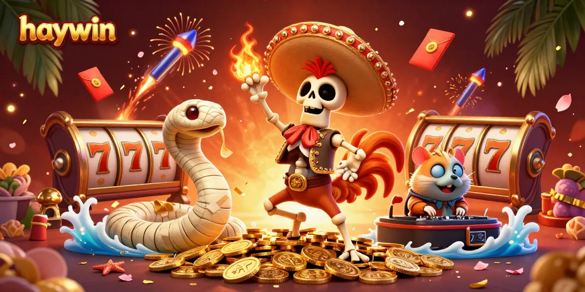 haywin enhances your gaming experience with lively characters dancing amidst golden coins and slot reels
