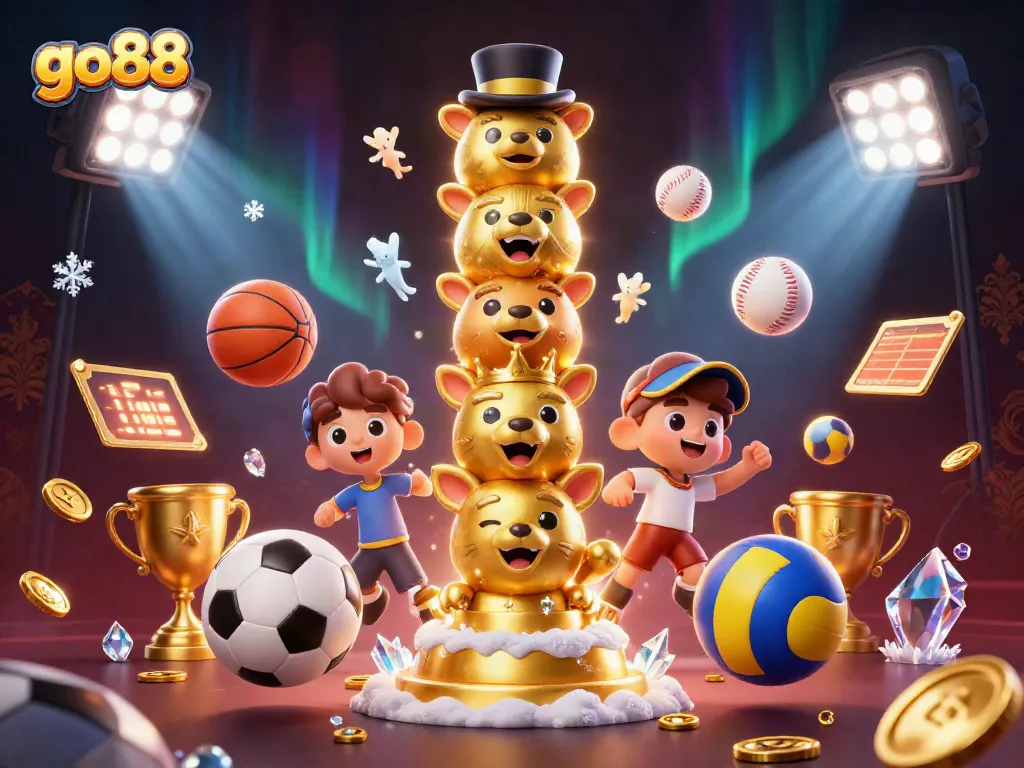 Experience go88's thrilling gaming world with vibrant casino elements and exciting sports action.