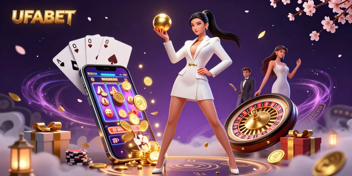 Experience the thrill of UFABET with a stunning 3D casino illustration showcasing exciting gaming elements.